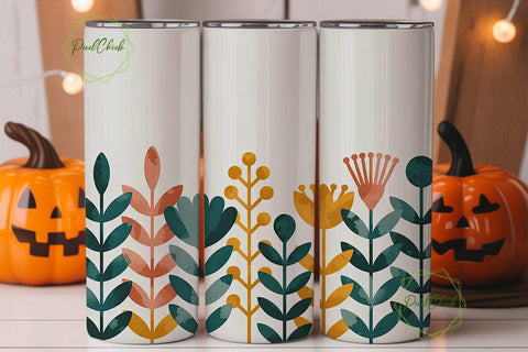 Botanical Minimalist Tumbler Wrap PNG Sublimation PixelChick 