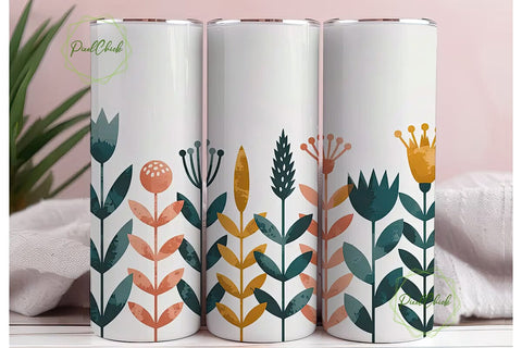 Botanical Minimalist Tumbler Wrap PNG Sublimation PixelChick 