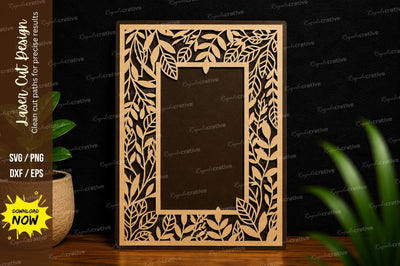 Botanical Rectangle Frame Laser Cut SVG SVG Regulrcrative 