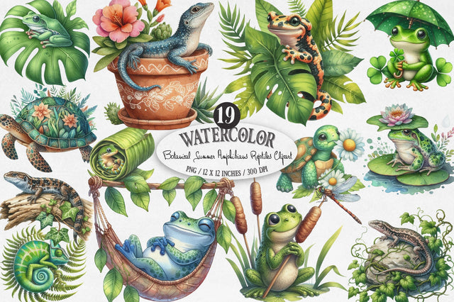 Botanical Summer Amphibians Sublimation SVGista 