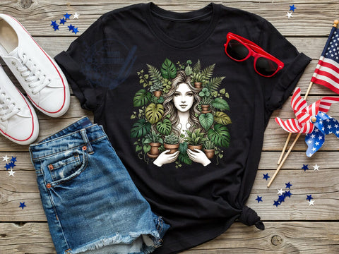 Botanical Woman Art T-Shirt PNG, Botanical Woman, Nature Style, Artistic Vibes, Floral Fashion, Sublimation PNG, Statement Shirt, Trendy Apparel Sublimation ToriDesigns 
