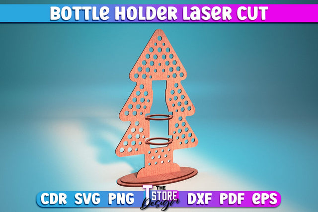 Bottle Holder Laser Cut | Wooden Holder Design | Craft Design | CNC Files SVG The T Store Design 