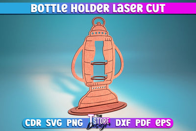 Bottle Holder Laser Cut | Wooden Holder Design | Craft Design | CNC Files SVG The T Store Design 