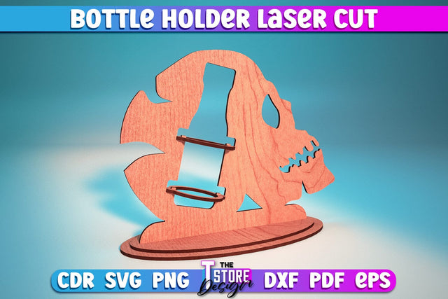 Bottle Holder Laser Cut | Wooden Holder Design | Craft Design | CNC Files SVG The T Store Design 
