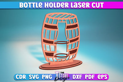 Bottle Holder Laser Cut | Wooden Holder Design | Craft Design | CNC Files SVG The T Store Design 