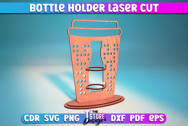 Bottle Holder Laser Cut | Wooden Holder Design | Craft Design | CNC Files SVG The T Store Design 