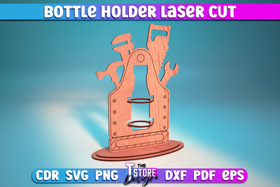 Bottle Holder Laser Cut | Wooden Holder Design | Craft Design | CNC Files SVG The T Store Design 