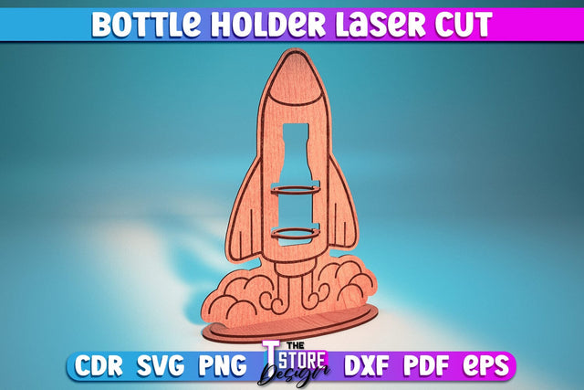 Bottle Holder Laser Cut | Wooden Holder Design | Craft Design | CNC Files SVG The T Store Design 
