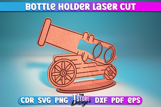 Bottle Holder Laser Cut | Wooden Holder Design | Craft Design | CNC Files SVG The T Store Design 