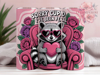 Bougie Anti‑Valentine Raccoon Tumbler, Anti-Valentine Wrap, Sarcastic Raccoon Cup, 20oz Sublimation Wrap, Funny Anti-Love Tumbler, Feral Raccoon Design Cup, Sorry Cupid Wrap Sublimation Li Zamperini 