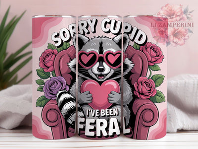 Bougie Anti‑Valentine Raccoon Tumbler, Anti-Valentine Wrap, Sarcastic Raccoon Cup, 20oz Sublimation Wrap, Funny Anti-Love Tumbler, Feral Raccoon Design Cup, Sorry Cupid Wrap Sublimation Li Zamperini 