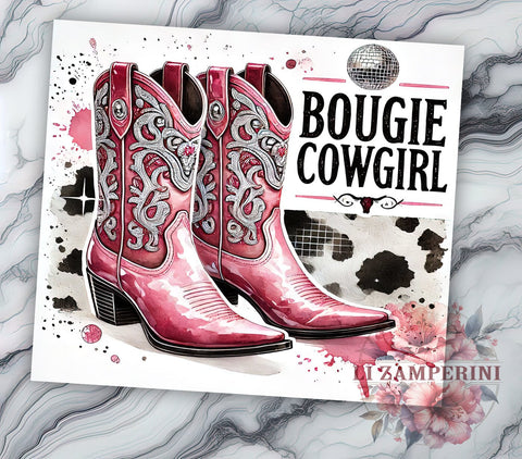 Bougie Cowgirl Boots Western Tumbler Wrap, Bougie Cowgirl Drinkware, Cowgirl Boots Tumbler, 20oz Tumbler Wrap, Sublimation Mug, Western Decor, Country Girl Gift Sublimation Li Zamperini 
