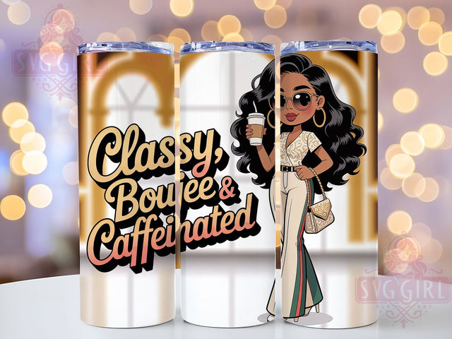 Boujee Caffeinated Black Girl Tumbler, Boujee Vibes, Caffeinated Life, Black Girl Magic, 20Oz Tumbler, Sublimation Wrap, Digital Download Sublimation SvggirlplusArt 