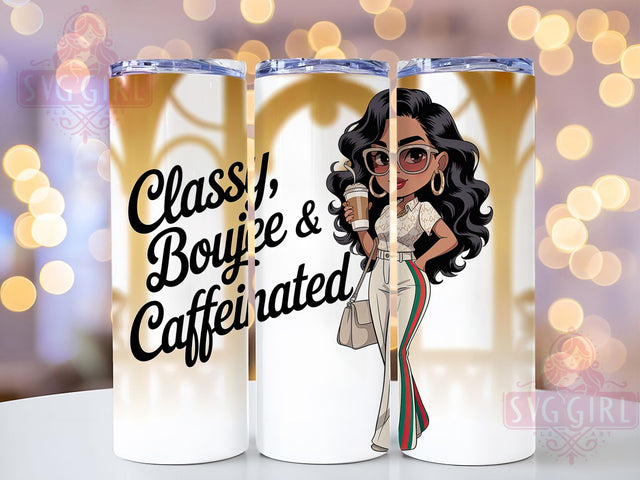 Boujee Caffeinated Black Girl Tumbler, Boujee Vibes, Caffeinated Life, Black Girl Magic, 20Oz Tumbler, Sublimation Wrap, Digital Download Sublimation SvggirlplusArt 