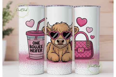 Boujee Heifer 20oz Tumbler Wrap Sublimation PixelChick 
