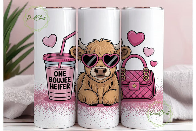 Boujee Heifer 20oz Tumbler Wrap Sublimation PixelChick 