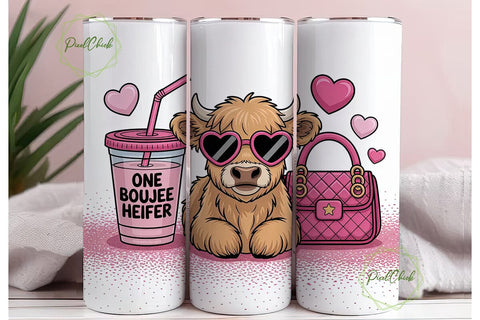 Boujee Heifer 20oz Tumbler Wrap Sublimation PixelChick 