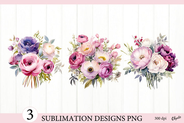 Bouquet Flowers Sublimation PNG. Wedding Bouquet PNG Sublimation Olga Terlyanskaya 