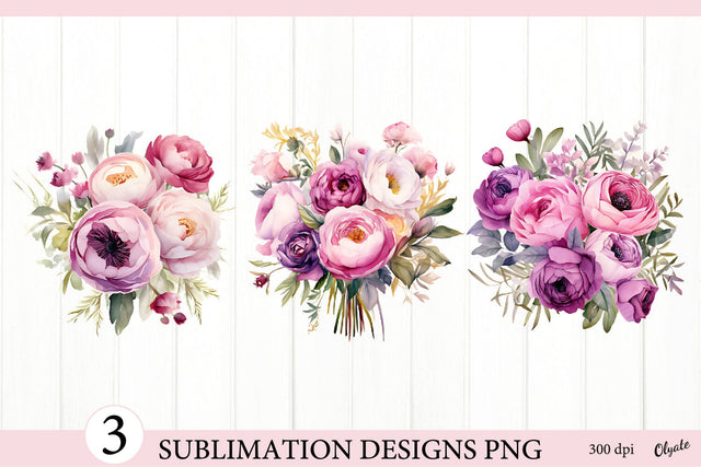 Bouquet of Flowers Clipart. Flowers Sublimation PNG Sublimation Olga Terlyanskaya 