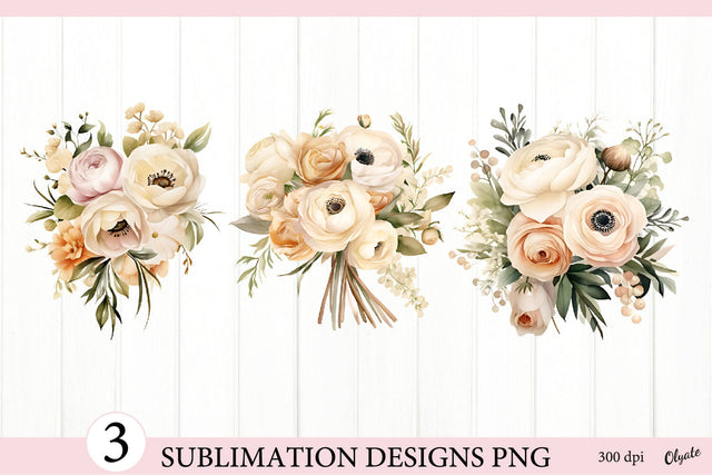 Bouquet of Flowers PNG. Flowers Clipart PNG Sublimation Olga Terlyanskaya 