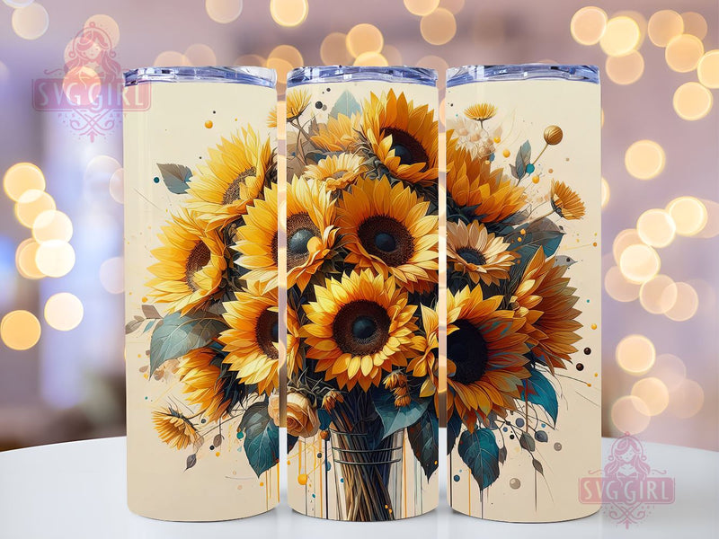 Bouquet Sunflowers 20oz Tumbler Wrap Sublimation Design, Straight Tapered Tumbler Wrap, Watercolor Sunflowers Tumbler Png, Instant Digital Download Sublimation SvggirlplusArt 