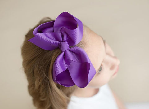 Boutique Solid Hair Bows Bows ARB Blanks Purple 6" 
