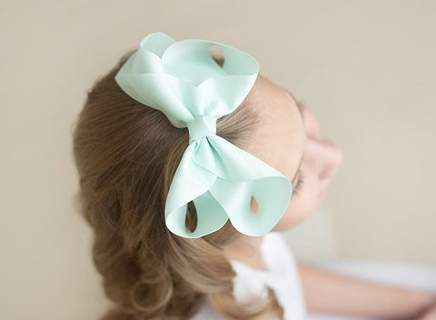 Boutique Solid Hair Bows Bows ARB Blanks Mint 6" 