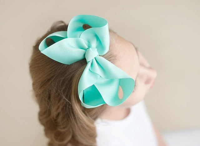 Boutique Solid Hair Bows Bows ARB Blanks Aruba Blue 6" 