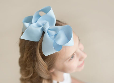 Boutique Solid Hair Bows Bows ARB Blanks Light Blue 6" 