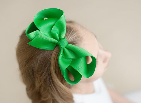 Boutique Solid Hair Bows Bows ARB Blanks Kelly Green 6" 