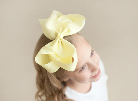 Boutique Solid Hair Bows Bows ARB Blanks Summer Yellow 8" 