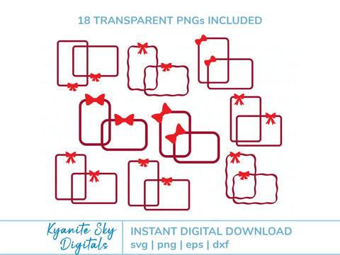 Bow 4x6" 2-Layer Frames SVG Bundle 2-color bow ribbon borders SVG Kyanite Sky Digitals 
