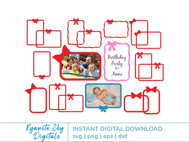 Bow 4x6" Frames SVG Bundle bow ribbon borders SVG Kyanite Sky Digitals 