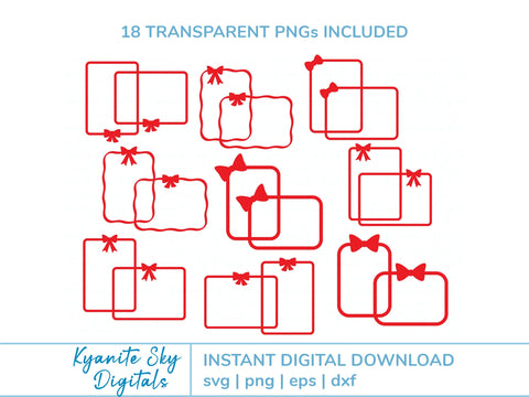 Bow 5x7" Frames SVG Bundle bow ribbon borders SVG Kyanite Sky Digitals 