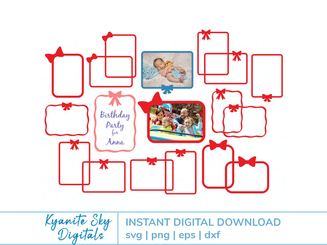 Bow 5x7" Frames SVG Bundle bow ribbon borders SVG Kyanite Sky Digitals 