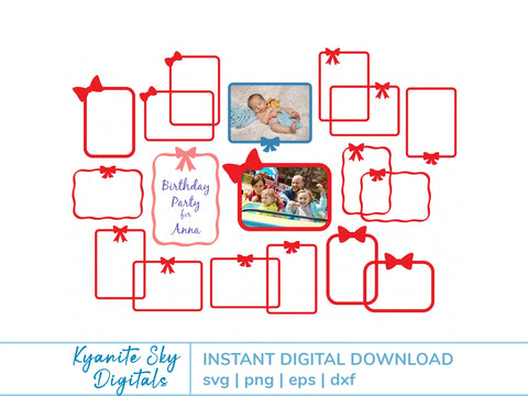 Bow 5x7" Frames SVG Bundle bow ribbon borders SVG Kyanite Sky Digitals 