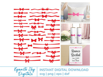 Bow Borders Dividers SVG Bundle cute ribbon borders with bows SVG Kyanite Sky Digitals 
