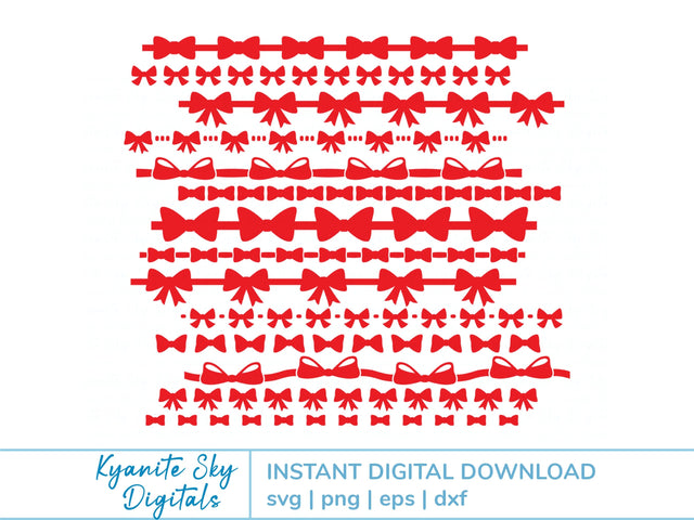 Bow Borders SVG Bundle repeatable 12 inch cute bow borders SVG Kyanite Sky Digitals 
