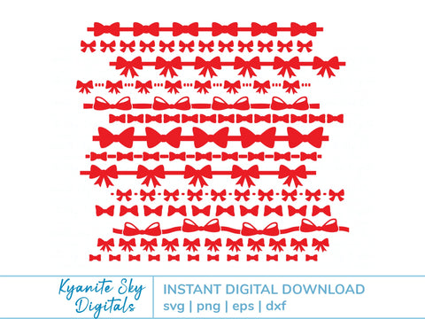 Bow Borders SVG Bundle repeatable 12 inch cute bow borders SVG Kyanite Sky Digitals 