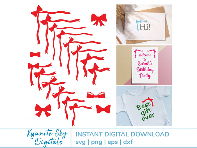 Bow Corner Borders SVG Bundle cute ribbon corner frames with bows SVG Kyanite Sky Digitals 