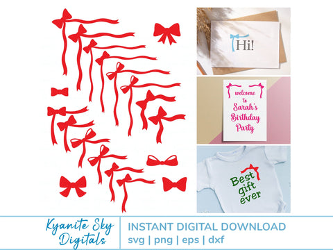 Bow Corner Borders SVG Bundle cute ribbon corner frames with bows SVG Kyanite Sky Digitals 