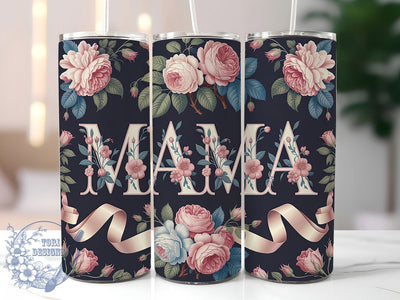 Bow Mama Floral 20oz Tumbler, Sublimation Gift, Ribbon Bow Mama Mug, 20oz Tumbler Design, Elegant Bow Graphic, Mom Appreciation Theme, Floral Wrap Sublimation ToriDesigns 
