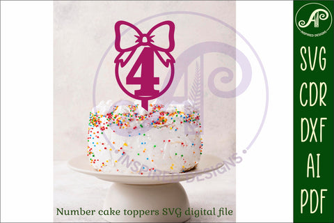 Bow number cake toppers, 16 designs SVG laser cut SVG APInspireddesigns 
