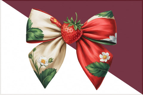 Bow Strawberry,Summer Png Sublimation designartist 