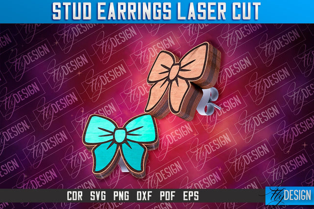 Bow Stud Earrings Laser Cut | Accessories Laser Cut SVG Design | CNC Files SVG Fly Design 