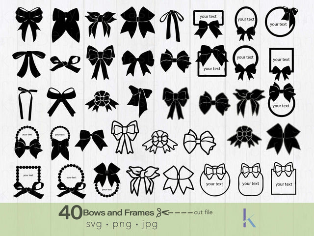 Bow svg, Bow tie svg, cheer bow svg, hair bow svg, bow png, svg for Silhouette, Cricut design, Laser cut file, coquette png, hand drawn bow SVG Kimberly Thomas Design 