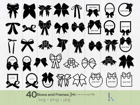 Bow svg, Bow tie svg, cheer bow svg, hair bow svg, bow png, svg for Silhouette, Cricut design, Laser cut file, coquette png, hand drawn bow SVG Kimberly Thomas Design 