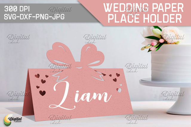 Bow SVG. Wedding Paper Place Holder. Name Card 3D Paper Evgenyia Guschina 