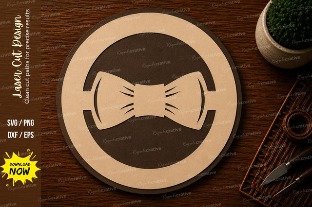 Bow Tie Round Ornament Laser Cut SVG File SVG Regulrcrative 