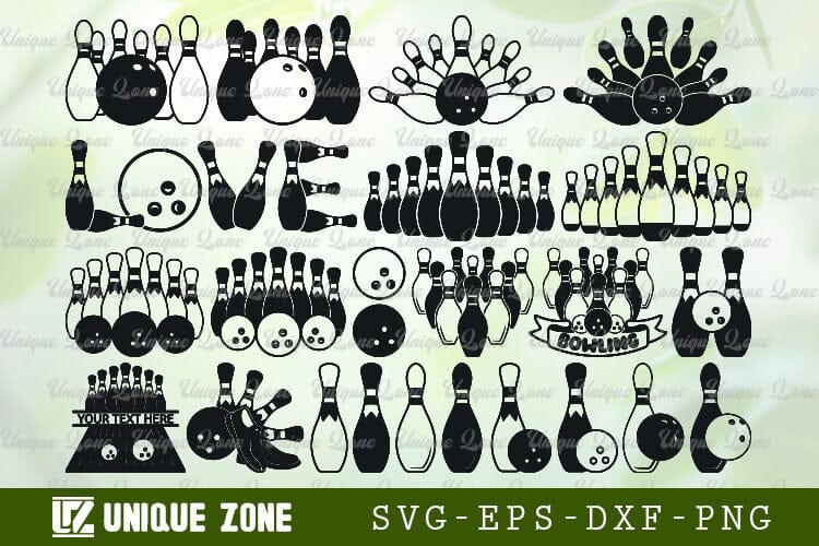 Bowling SVG Bundle Bowling Game Silhouette Bingo Game Cut File Bundle SVG Unique Zone 